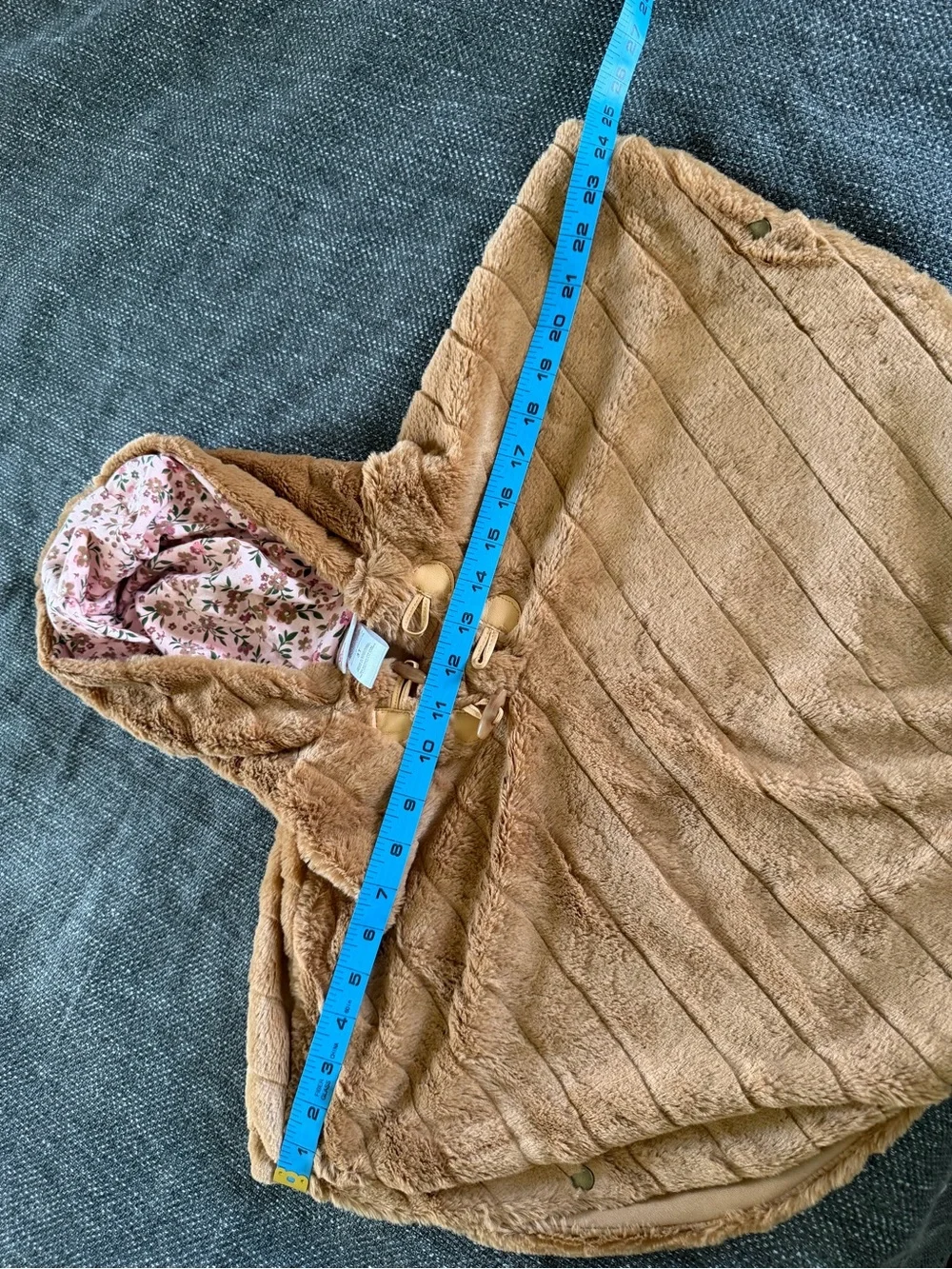 Little Lass Brown Faux-Fur Poncho Cape with Toggle Closures